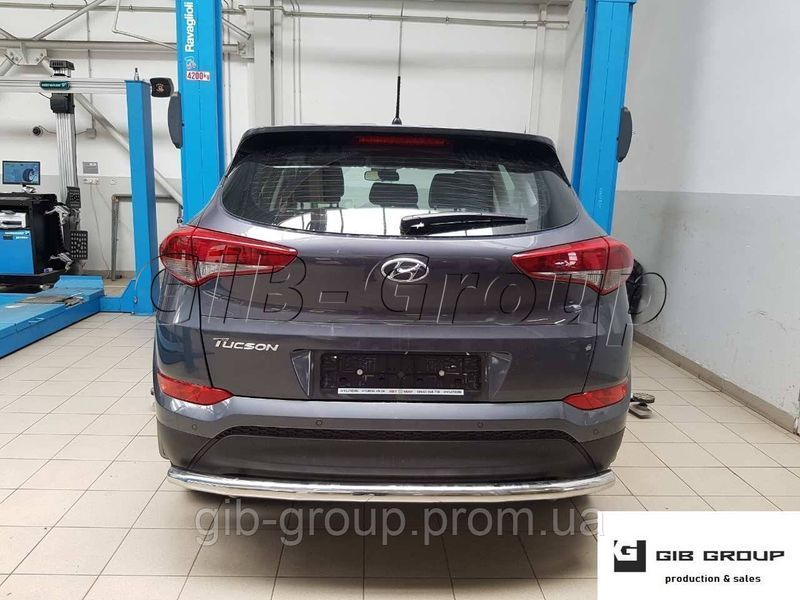 Захист заднього бампера (одинарна нержавіюча труба - одинарний ус) Hyundai Tucson (16+) B1-02.6 фото