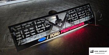 Led 3D Рамка номерного знака з 3D написом та логотипом "Ford Performance" чорне порошкове фарбування, біла підсвітка 16691 фото