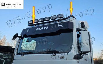 Тримач фар (Люстра) на дах для MAN TGX. Технічна нержавійка чорна текстура 1133/Black фото