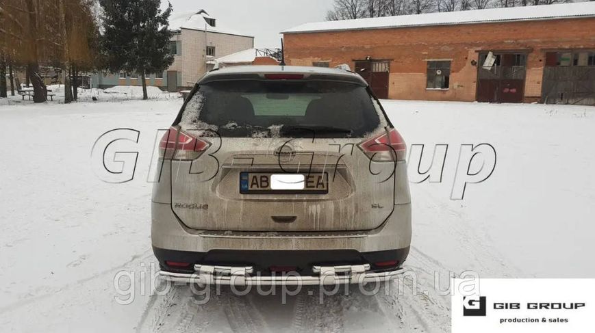 Задній захист (одинарна нержавіюча труба &ndash; одинарний вус) для Nissan X-Trail T32 (14-17) d60х1,6мм 8753.B1-08.6 фото