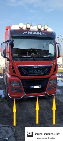 Окантовка переднього бампера (ус) MAN Tgх (2012-2017). Харчова нержавійка 0150 фото