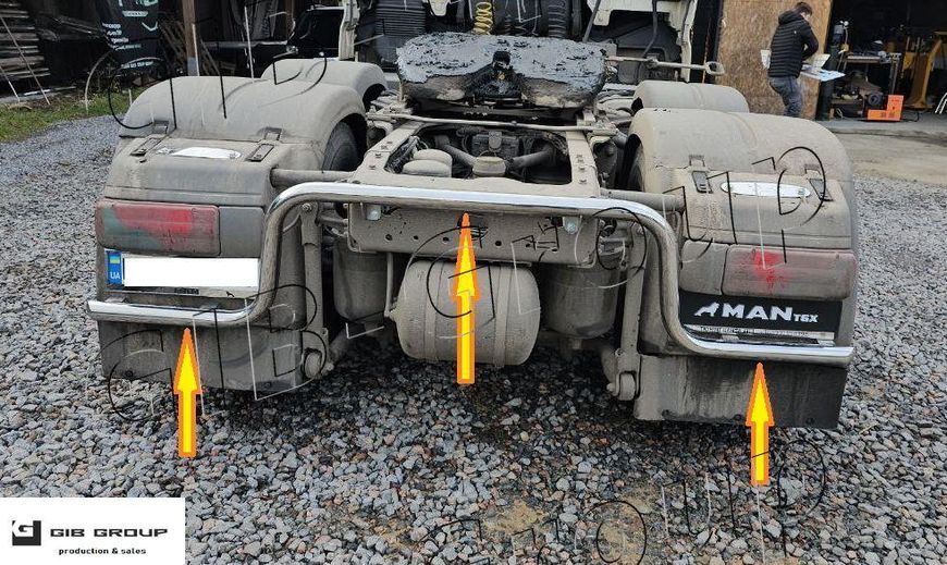 Тримач задніх підкрильників для MAN Tga, Tgx (MEGA) (Лінивець). Харчова нержавійка 15719 фото