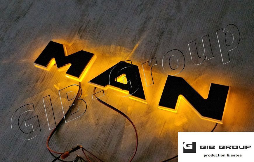 LED літери на спойлер для MAN Tgx євро 5 чорні. *Розмір: 62 мм 14346 фото