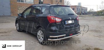 Задній захист (подвійна нержавіюча труба &ndash; подвійний вус) для Suzuki SX4 (2016+)) d60х1,6мм 13960.B1-65.6 фото