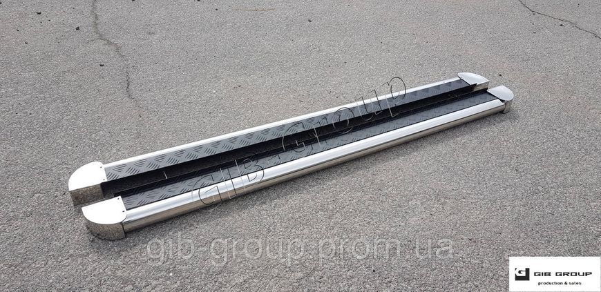 Пороги бічні труби з листом Mitsubishi Pajero Sport (96-08) D42 Silver-black-inside S2-07.6 фото