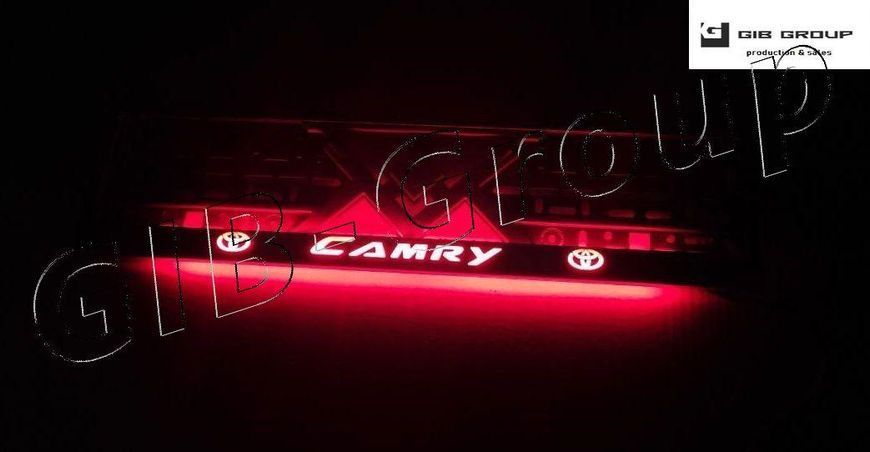LED Рамка номерного знаку з написом та логотипом "Camry" з червоною підсвіткою 3363 фото