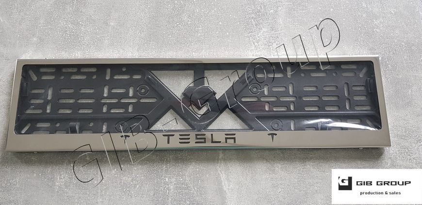 Рамка номерного знаку з написом і логотипом "Tesla" 15504 фото