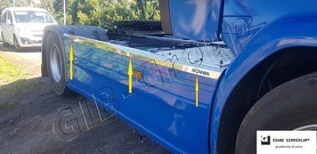 Профильные накладки на спойлеры для "Scania" (2012-2017). Пищевая нержавейка 14258 фото