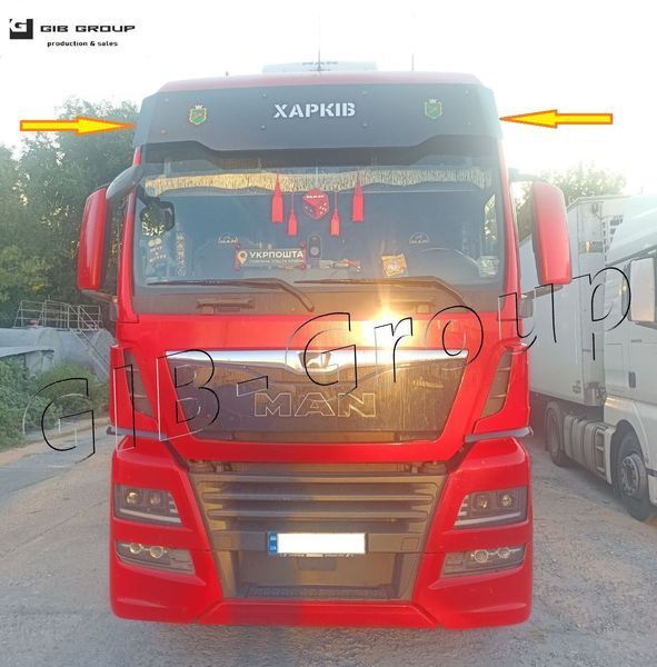 Led Козирок сонцезахисний&nbsp;з нержавіючої сталі порошкове фарбування для MAN TGX (XXL), з кріпленням у комплекті 3236 фото