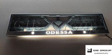 LED Рамка номерного знаку з написом та логотипом "ODESSA" 14542 фото