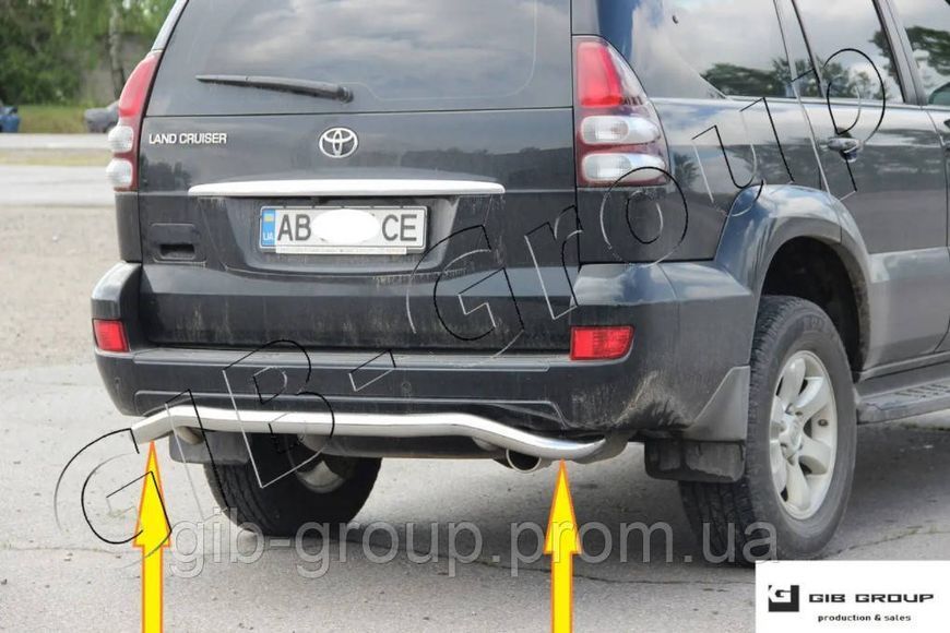 Задній захист (одинарна нержавіюча труба &ndash; одинарний вус) для Toyota Land Cruiser Prado 150 (17+) d60х1,6мм 14061.B1-21.6 фото
