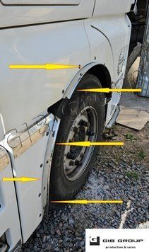 Розширювачі передніх колісних арок для Man TGX, TGA Нержавіюча сталь 14581 фото