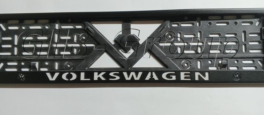 Рамка номерного знаку з написом і логотипом "VOLKSWAGEN" чорна порошкова фарба, напис: білого кольору 16054/L фото