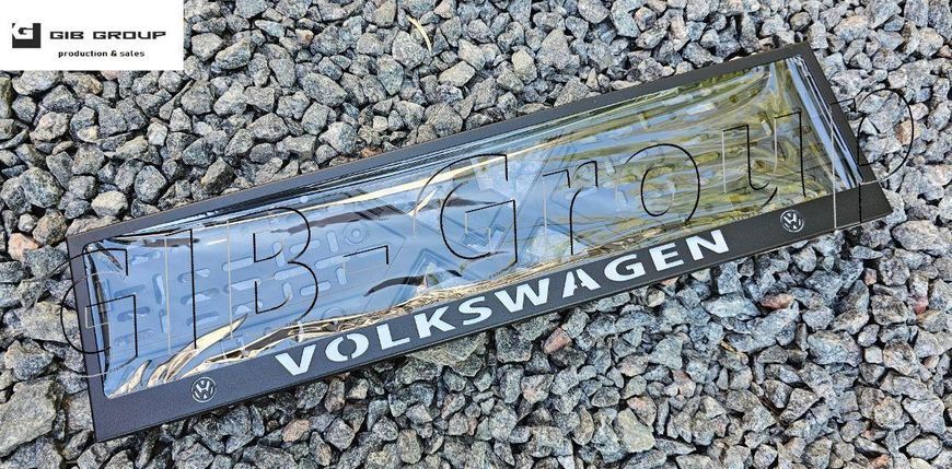 Рамка номерного знаку з написом і логотипом "VOLKSWAGEN" чорна порошкова фарба, напис: білого кольору 16054/L фото