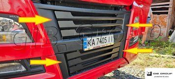 Решітки радіатора для MAN TGX (2012-2017) без радара, ГК метал порошкове чорна текстура 15473/Black фото