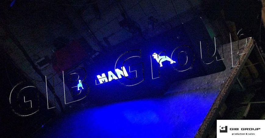 Led Козирок сонцезахисний&nbsp;з металу Чорне порошкове фарбування для MAN TGX (XXL), з кріпленням у комплекті, синя підсвітка 15914/Led фото