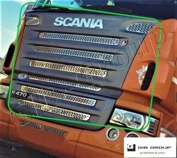 Профильная перфорированная хромированная решетка радиатора для Scania 2004-2009 / Серия R, нержавеющая сталь 16710 фото