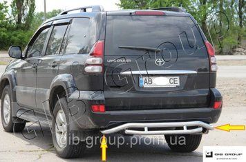 Задняя защита (двойная нержавеющая труба - двойной ус) для Toyota Land Cruiser Prado 120 (02-09) d60х1,6мм 14036.B1-22.6 фото