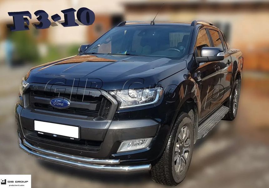 Защита переднего бампера (двойная нержавеющая труба - двойной ус) Ford Transit (00-06) d60х1,6мм 4606.F3-10.6 фото