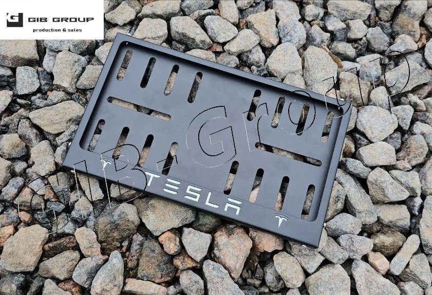 Рамка номерного знаку USA для Республіки Молдови з логотипом "Tesla" Чорне порошкове фарбування 16481 фото
