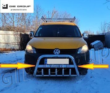 Захист переднього бампера - Кенгурятник для Volkswagen Caddy (2010-2015) з написом 0915 фото