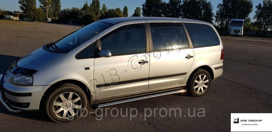 Пороги труба з листом для Volkswagen Sharan (2004-2010) "ELIT" silver-black S2-07.6 Elit Black фото