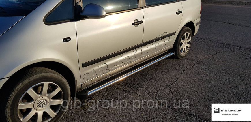 Пороги труба з листом для Volkswagen Sharan (2004-2010) "ELIT" silver-black S2-07.6 Elit Black фото