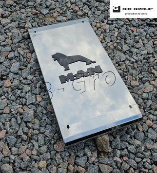Профільна кришка глушника з 3D логотипом для Man TGX (2007-2012). Харчова нержавійка 14235/3D фото