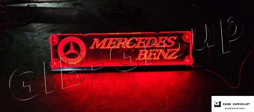 Led Світлодіодна табличка для вантажівки з написом "Mercedes-Benz", червона підсвітка 16755 фото