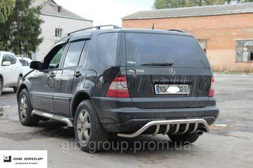 Защита заднего бампера (одинарная нержавеющая труба - одинарный ус) Mercedes - Benz ML 163 (97-05) B1-47.6 фото