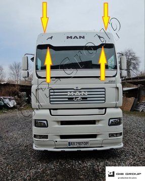Козирок сонцезахисний з металу біле порошкове фарбування для MAN TGA XXL з кріпленням в комплекті 15914 фото