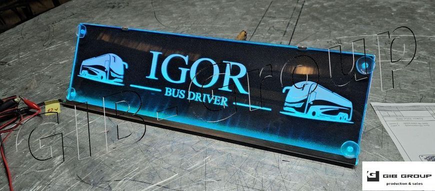 Led RGB табличка на лобове скло з написом "IGOR" (500*150мм) 16858 фото