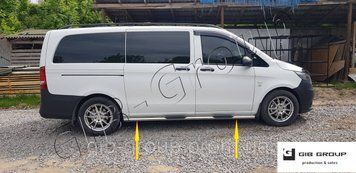 Пороги бічні труби Mercedes-Benz Vito W 447 (2014+) D60 з накладками 8416.S1-02L.6 фото