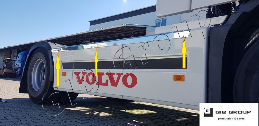 Профильные накладки на спойлеры для Volvo FH 12-13. Техническая нержавейка 15677/430 фото