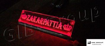Led Світлодіодна табличка для автомобіля з написом "Zakarpattia", червона підсвітка, USB 16902 фото