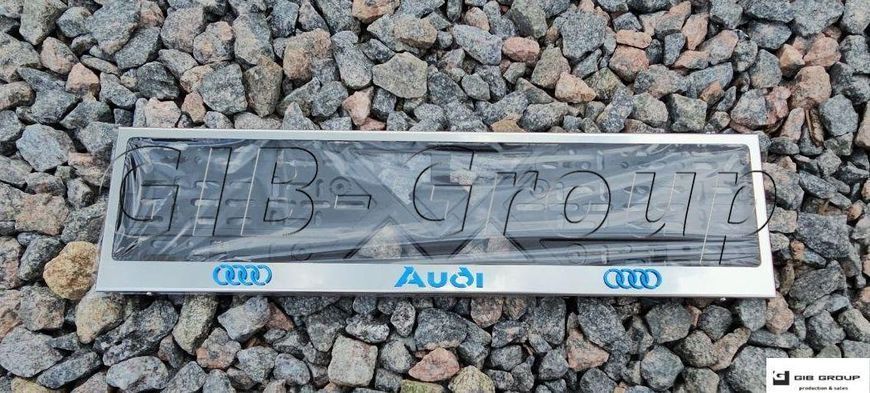 3D Рамка номерного знака с 3D синей надписью и логотипами "Audi" 14774 фото