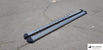 Пороги бічні труби з листом серія "ELIT" Toyota Sequoia 1 (2001-2007) D60 Silver-black- edge S2-09.6 фото