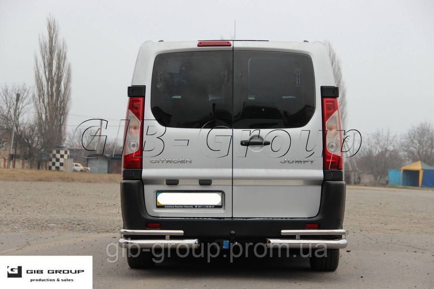 Защита заднего бампера (двойная нержавеющая труба - двойной ус) Citroen Jumpy (07-16) B1-12.6 фото