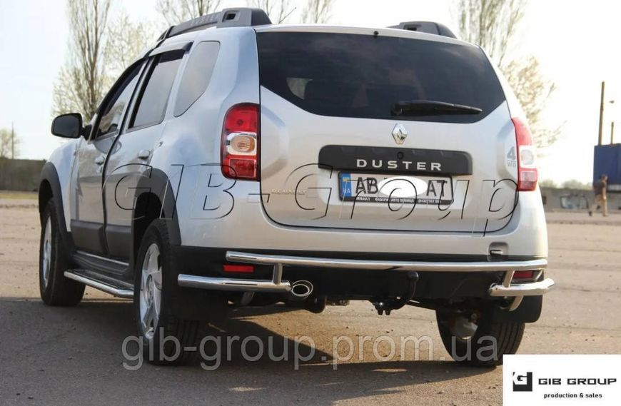 Задній захист (подвійна нержавіюча труба &ndash; подвійний вус) для Mitsubishi Pajero Wagon 3 (00-06) d60х1,6мм 7858.B1-10.6 фото
